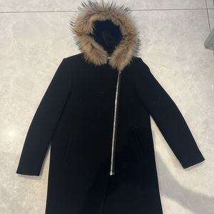 Sandro hooded fur trimmed coat s38